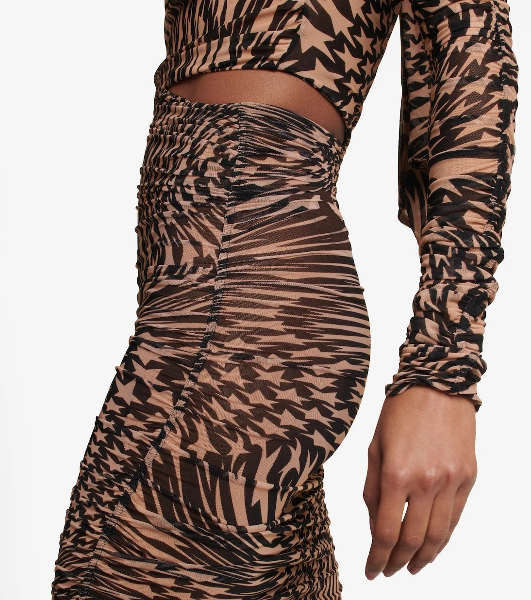 Mugler - Printed cutout mesh minidress