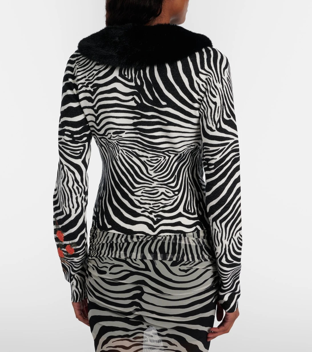 Blumarine - Printed ribbed-knit cardigan