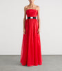 Givenchy Red Silk Strapless Maxi Dress
