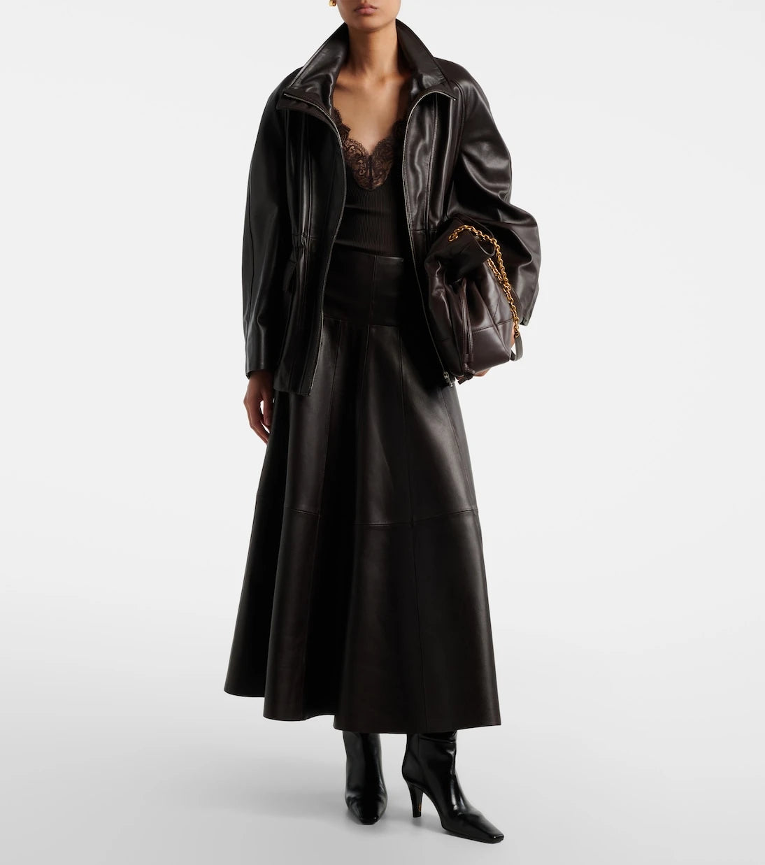 Nour Hammour - Daria leather midi skirt