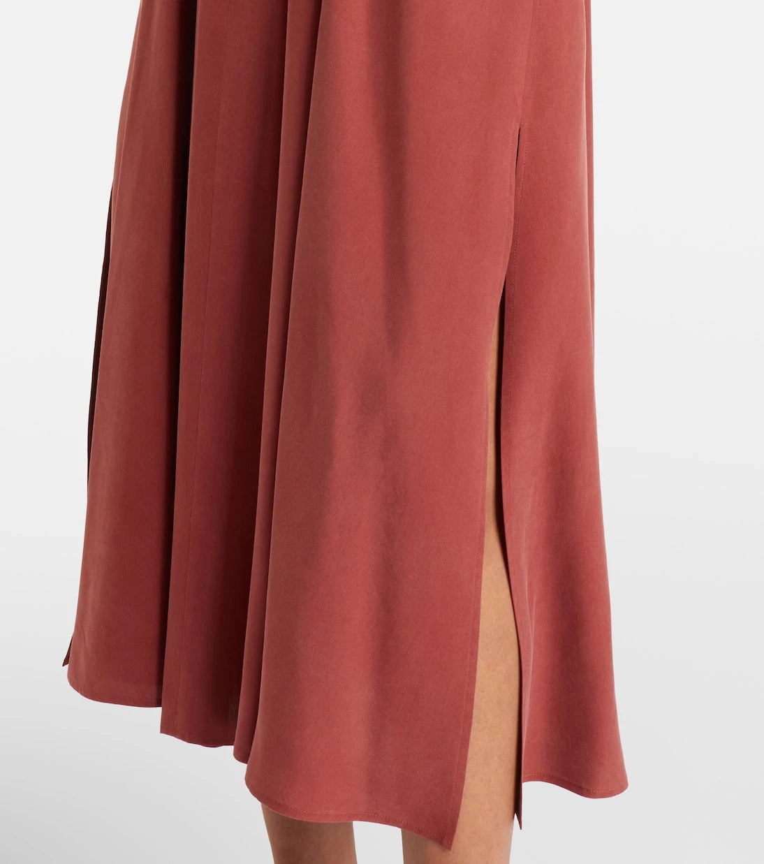 Max Mara - Full gathered silk canvas midi dress