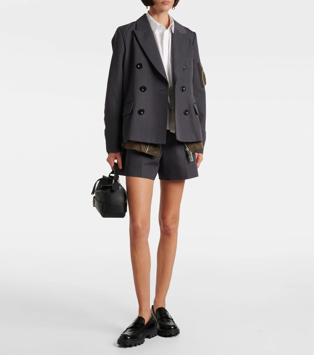 Sacai - Paneled striped shorts