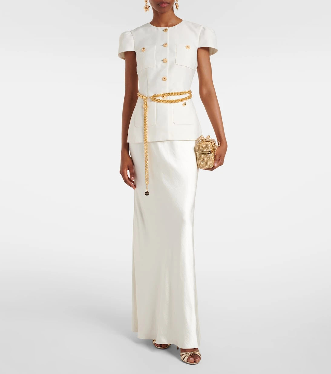 Self-Portrait - Belted taffeta maxi dress