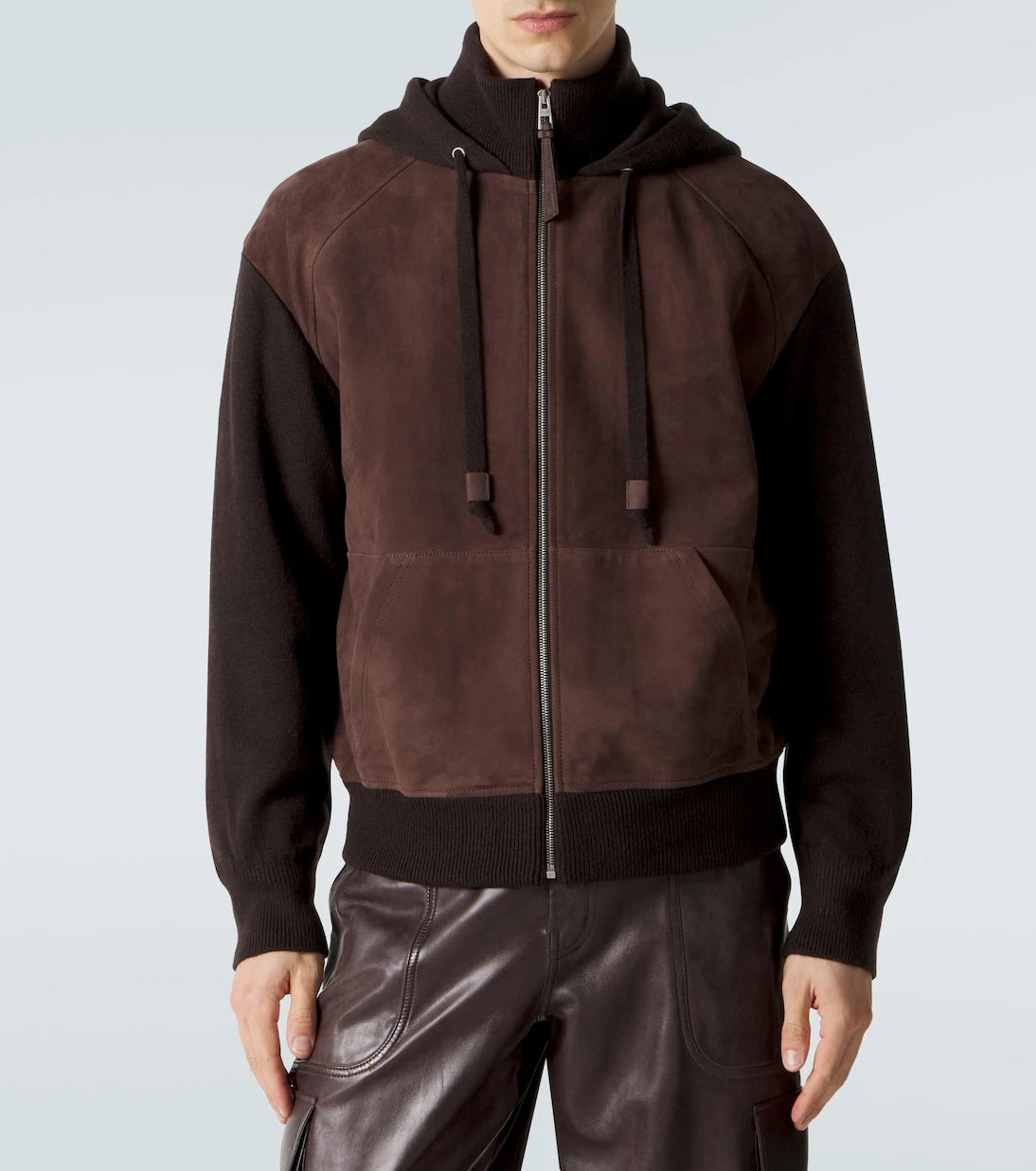 Loewe - Paneled suede zip-up hoodie