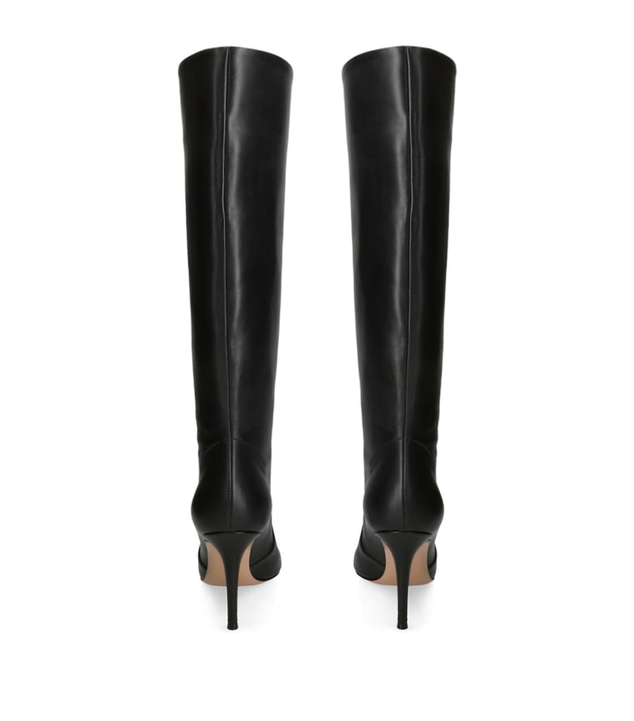 Gianvito Rossi Black Leather Hansen Knee-High Boots 85