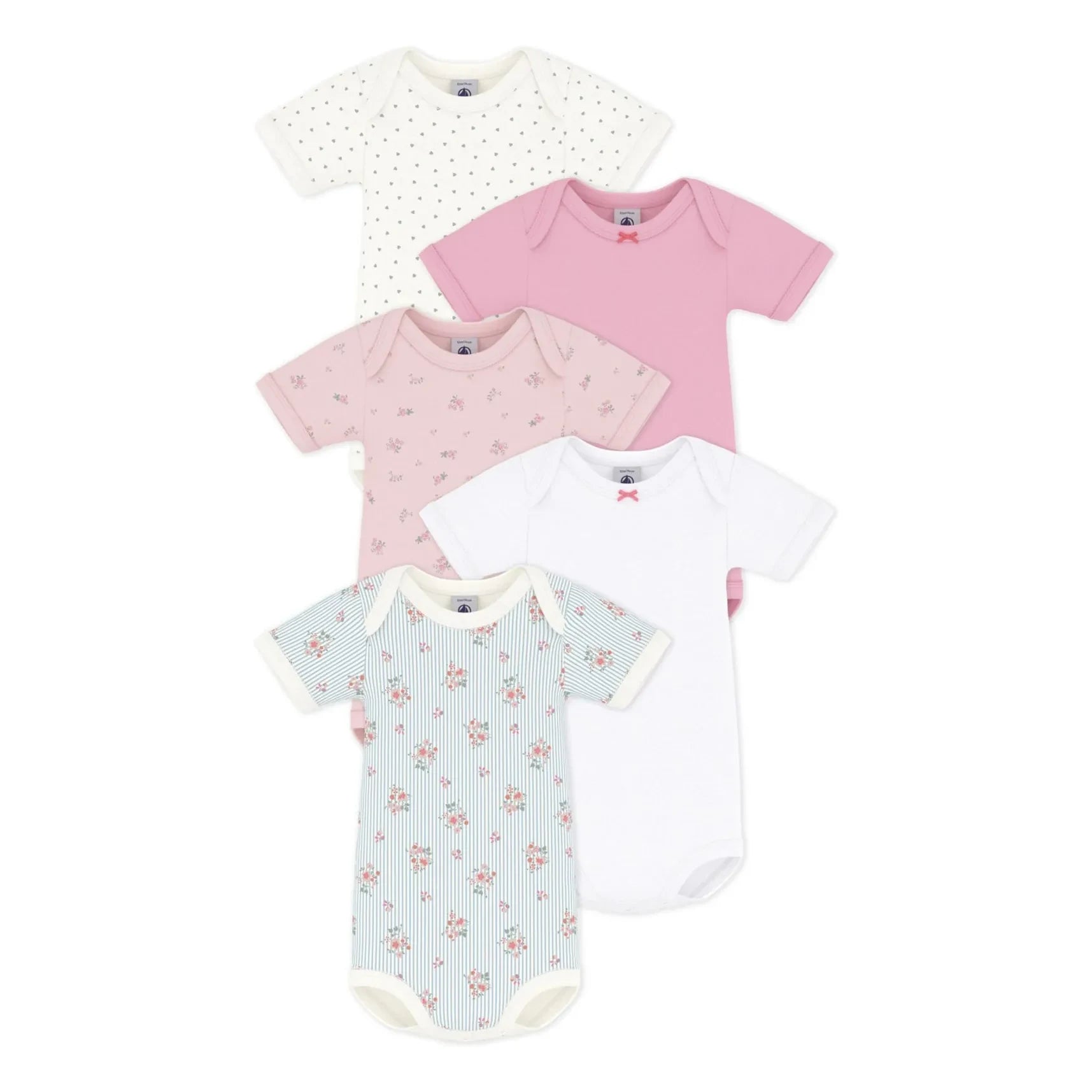 Petit Bateau - Batch 5 Flowered Bodies | Pink