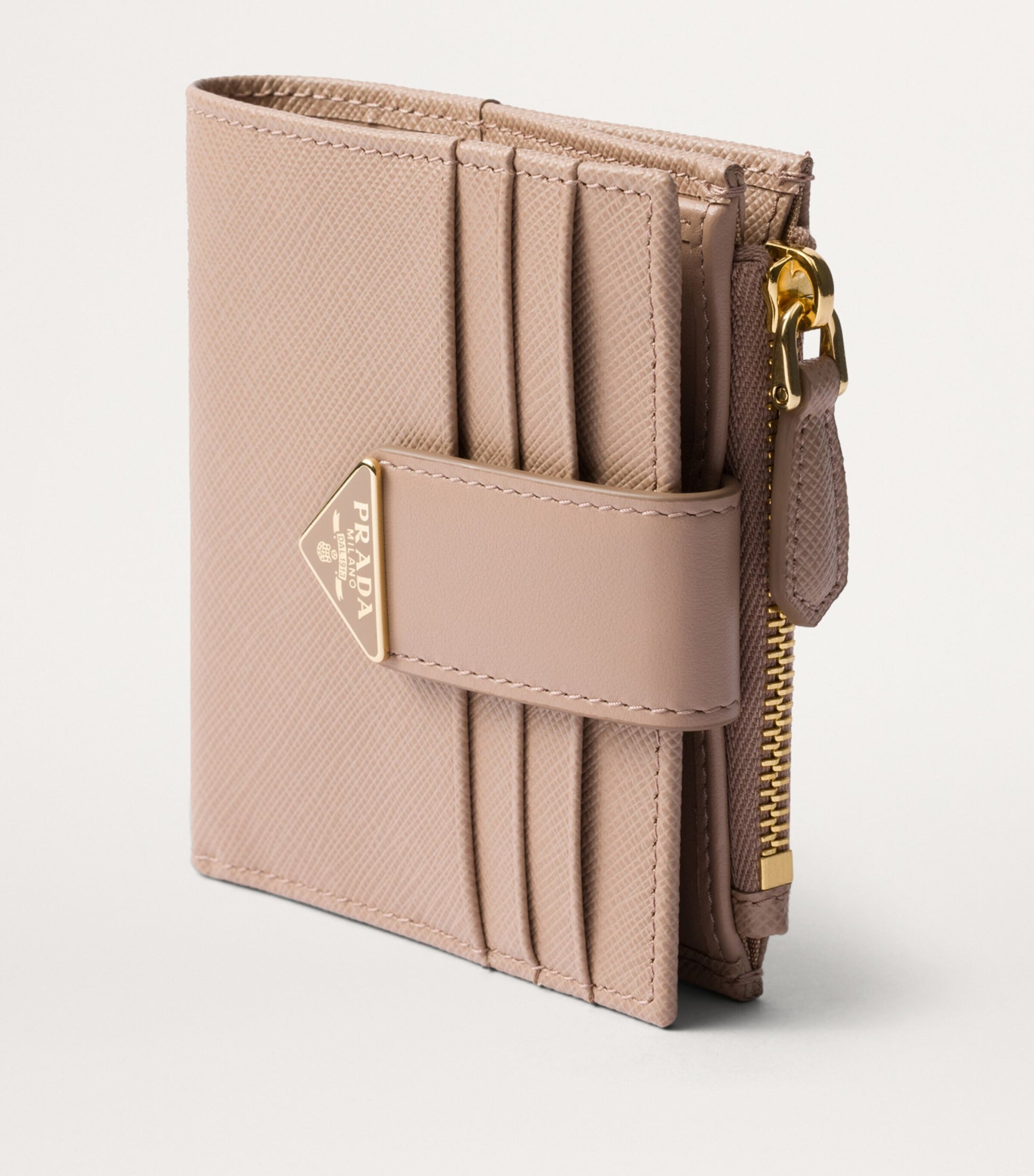 Prada Nude Saffiano Leather Bifold Card Holder