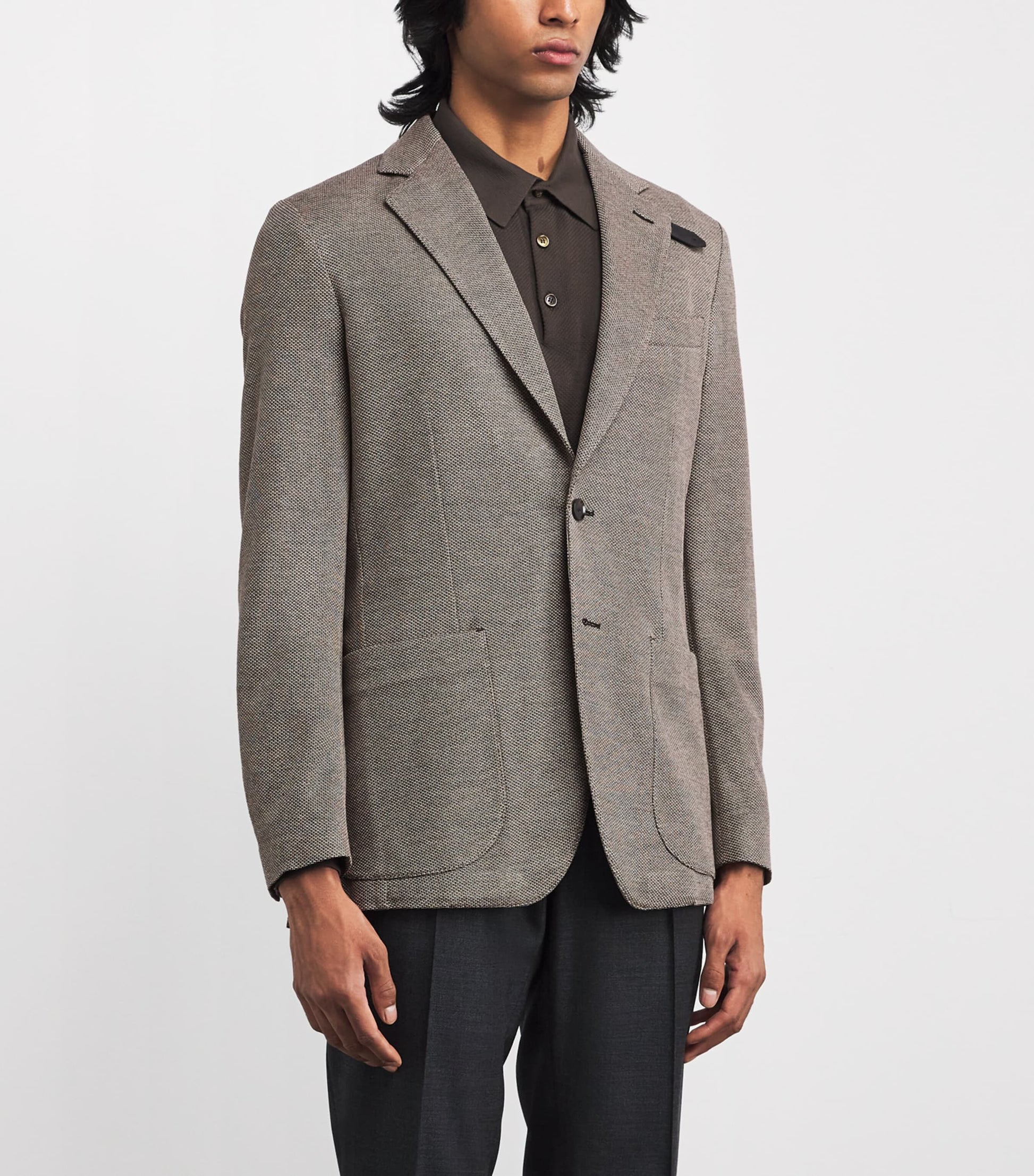 Brioni Grey Silk-Wool Single-Breasted Blazer