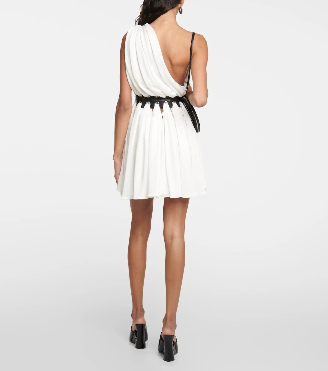 Alaïa - فستان قصير بأطراف جلدية
