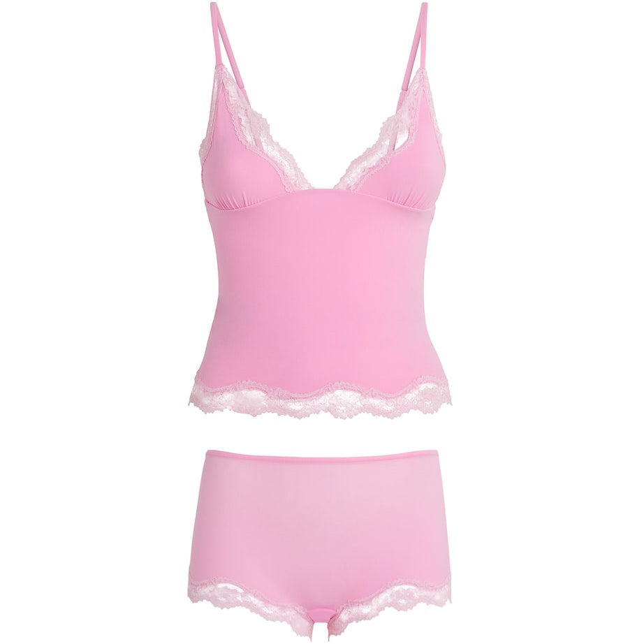 Skims Pink Fits Everybody Lace-Trim Cami and Shorts Set