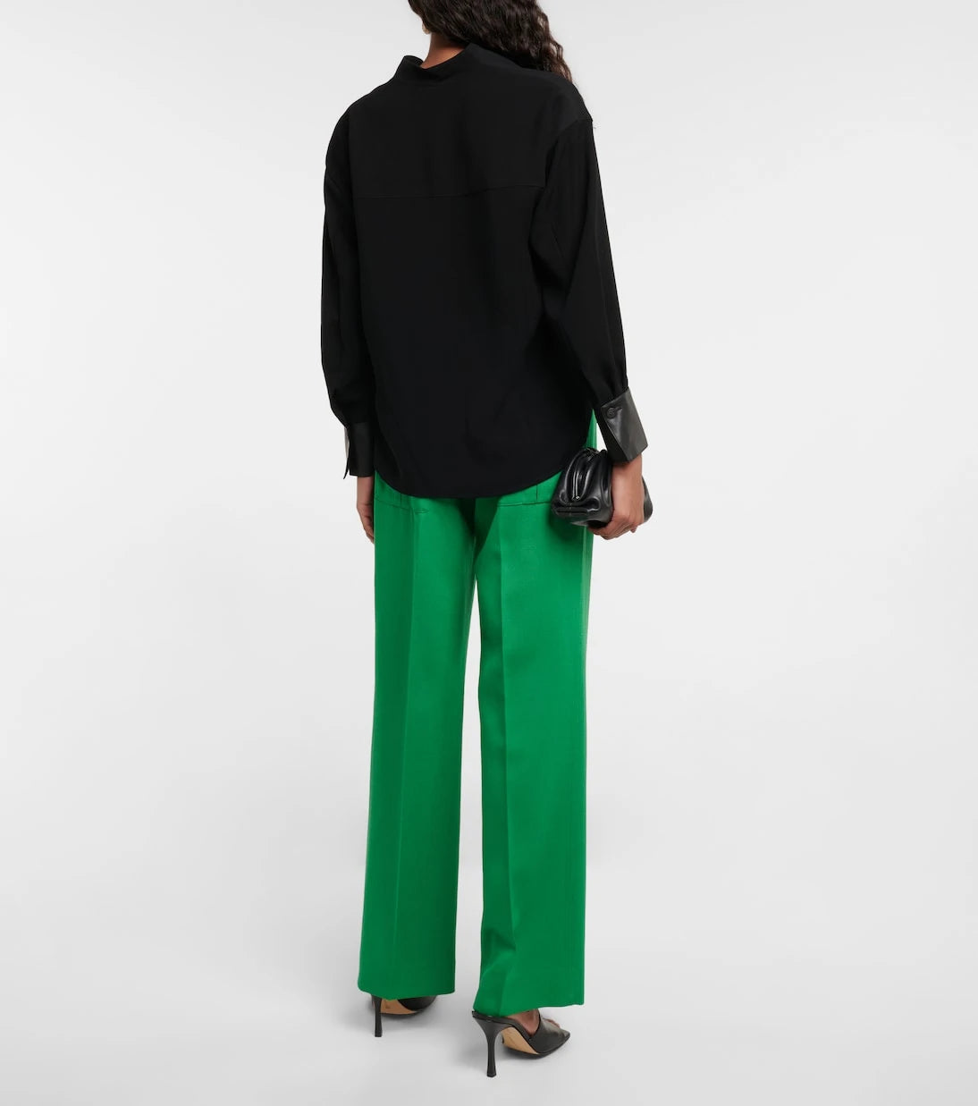 Vince - Faux leather-trimmed blouse