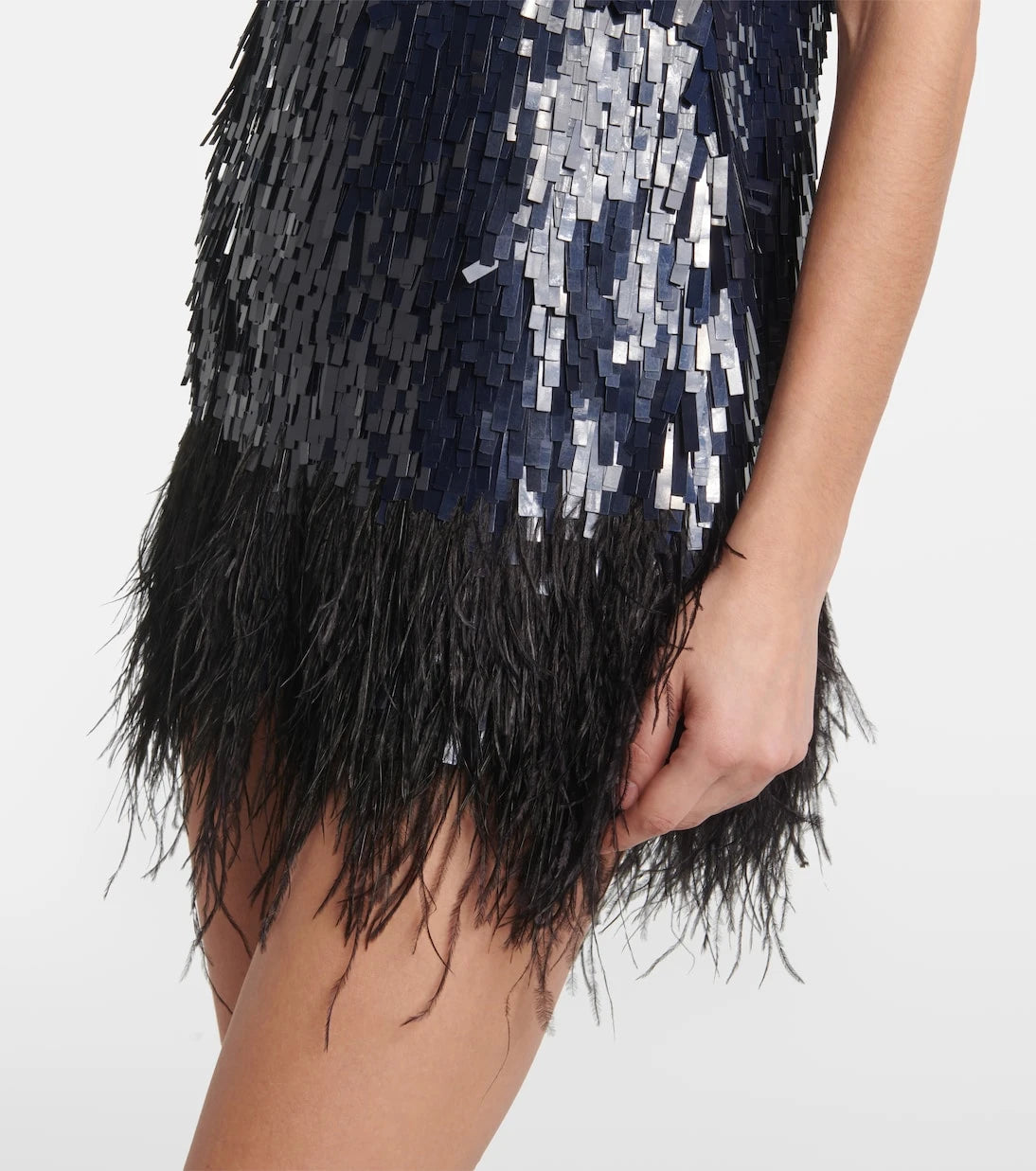Johanna Ortiz - Feather-trimmed sequined minidress