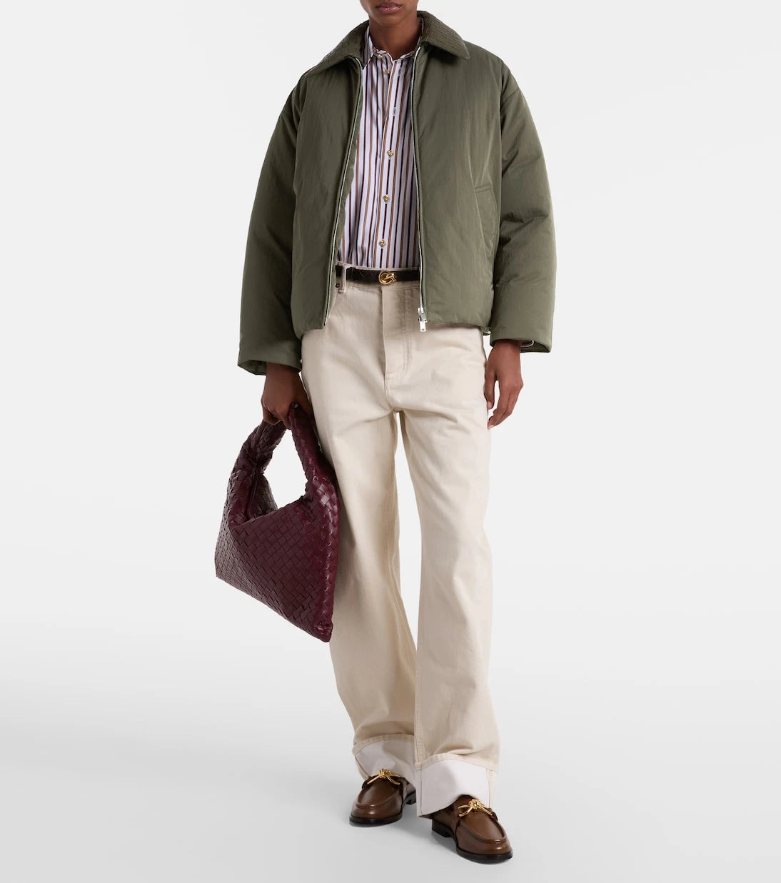 Bottega Veneta - Intrecciato leather-trimmed down jacket