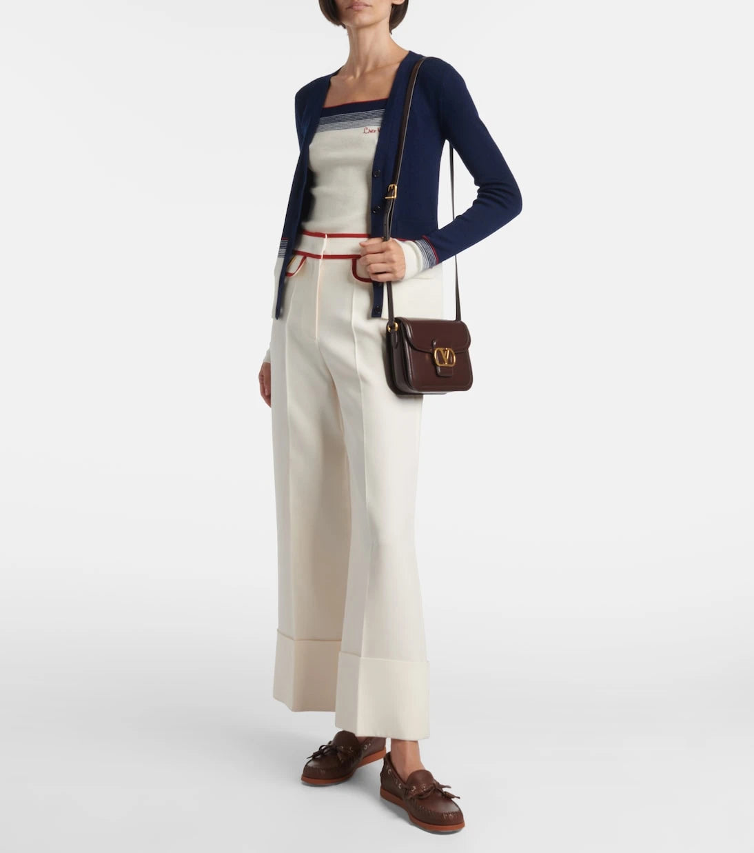 Valentino - Striped virgin wool cardigan