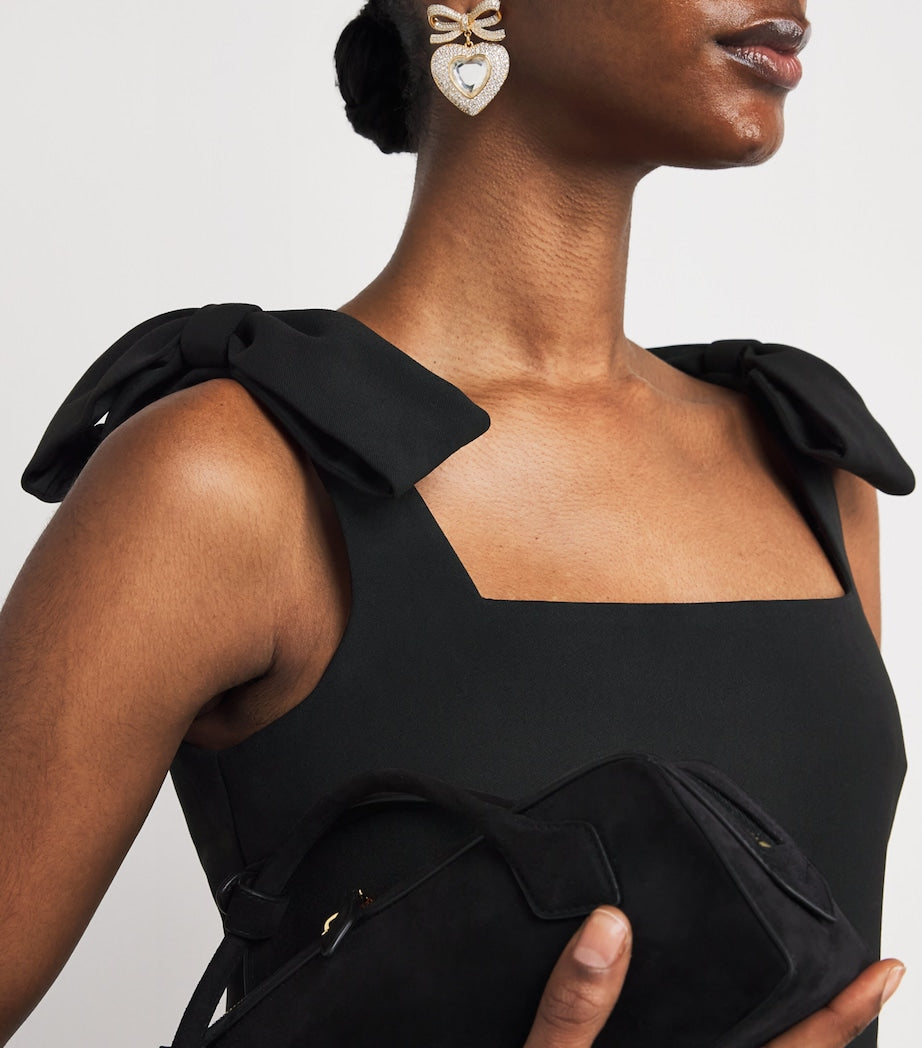 Self-Portrait Black Crepe 3D Flower Mini Dress