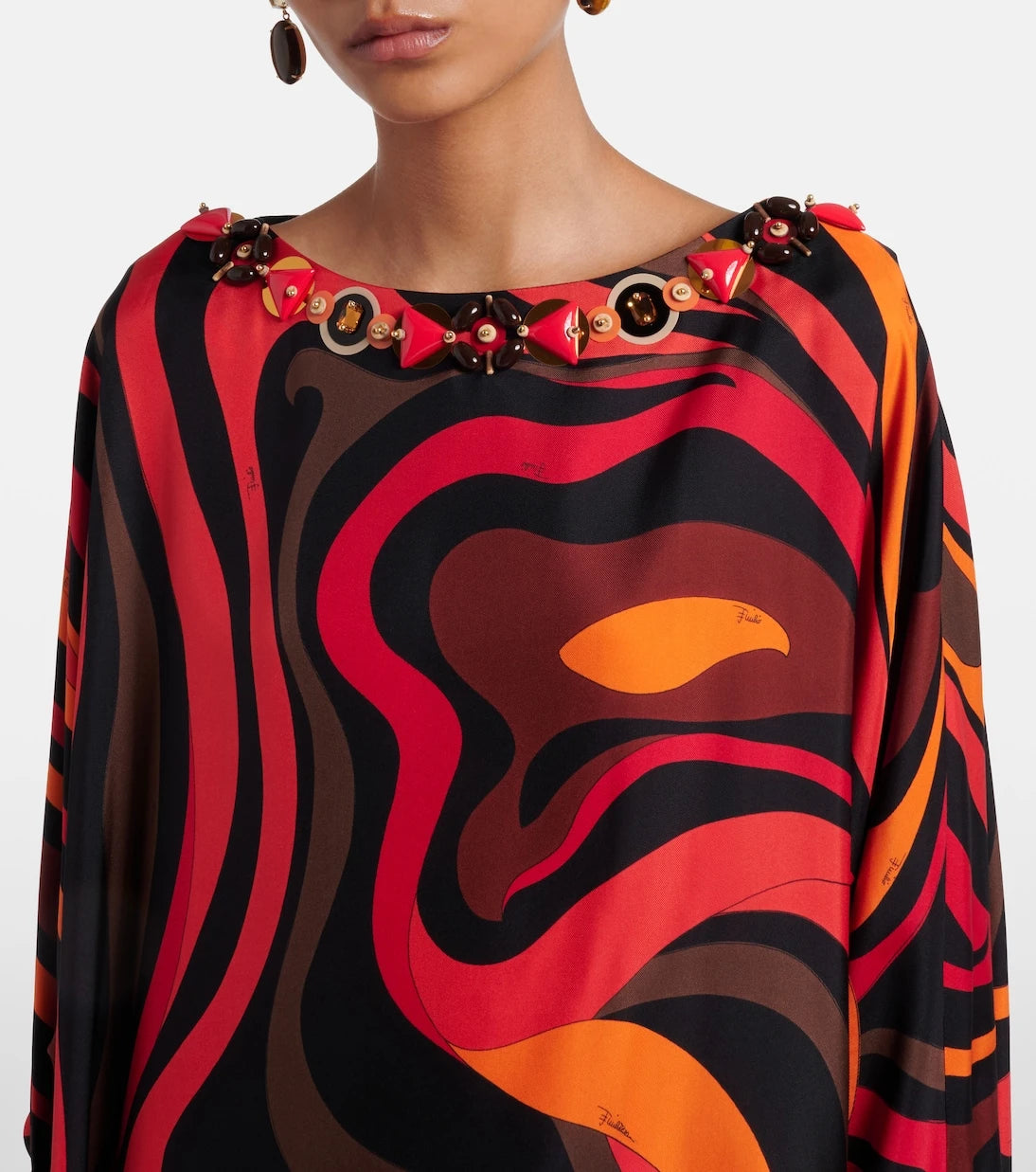 Pucci - Marmo embellished silk twill kaftan