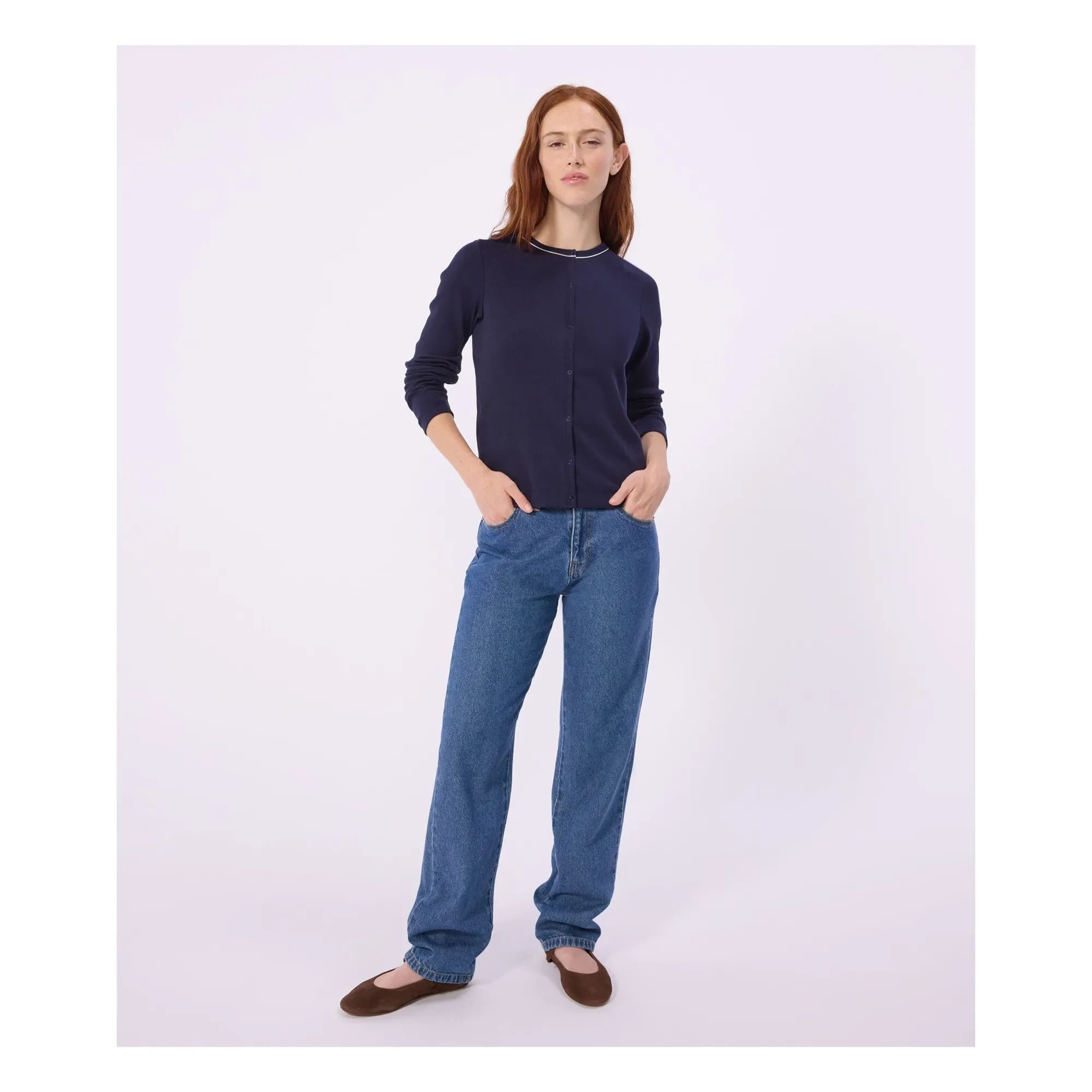 Petit Bateau - Plain ribbed cardigan | Navy blue