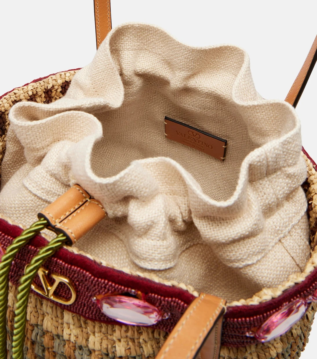 Valentino Garavani - VLogo Large embellished raffia bucket bag