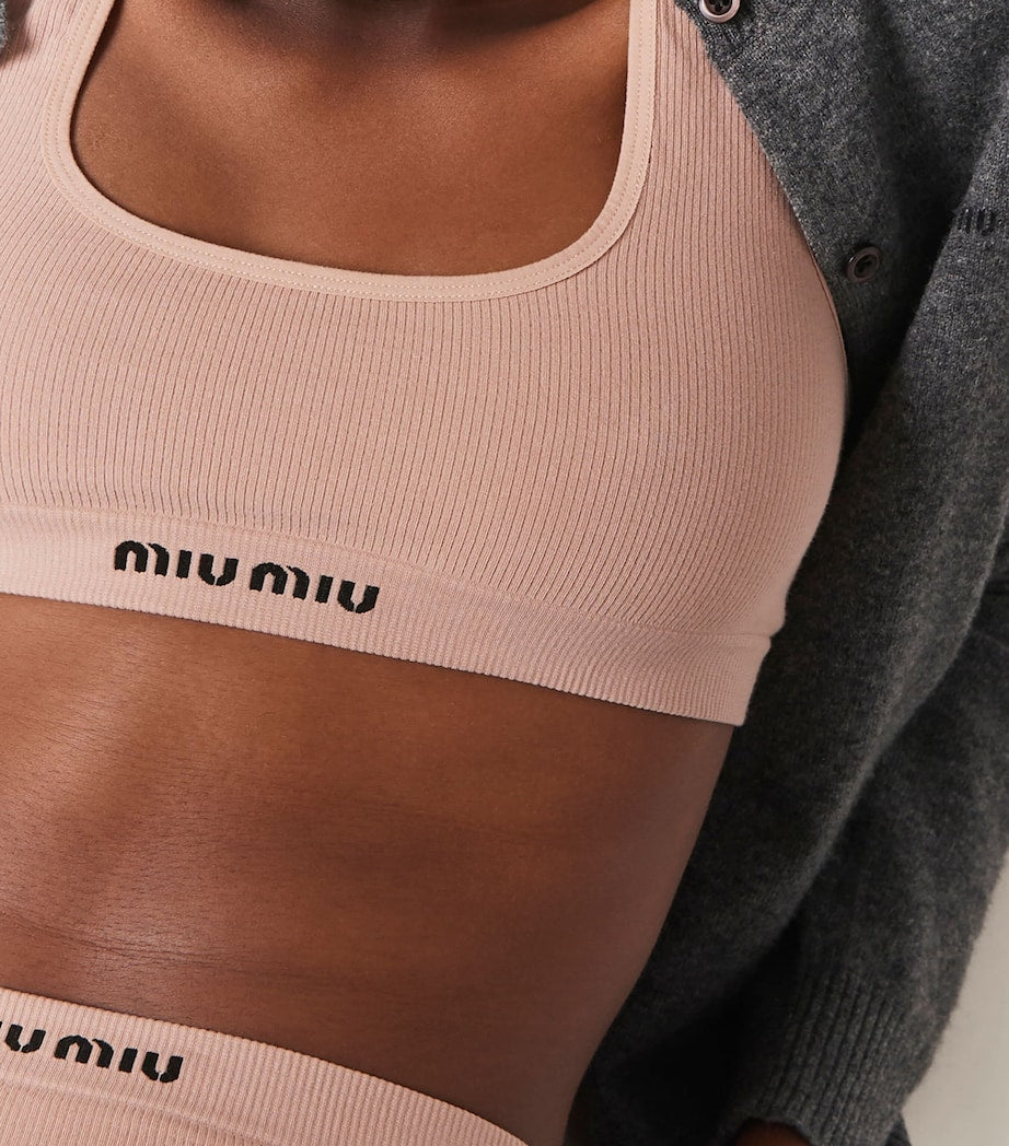 Miu Miu Nude Seamless Racerback Crop Top