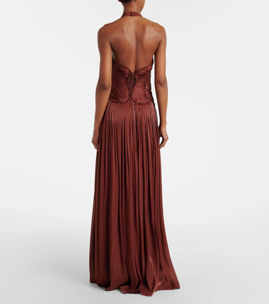 Costarellos - Embellished ruched georgette gown