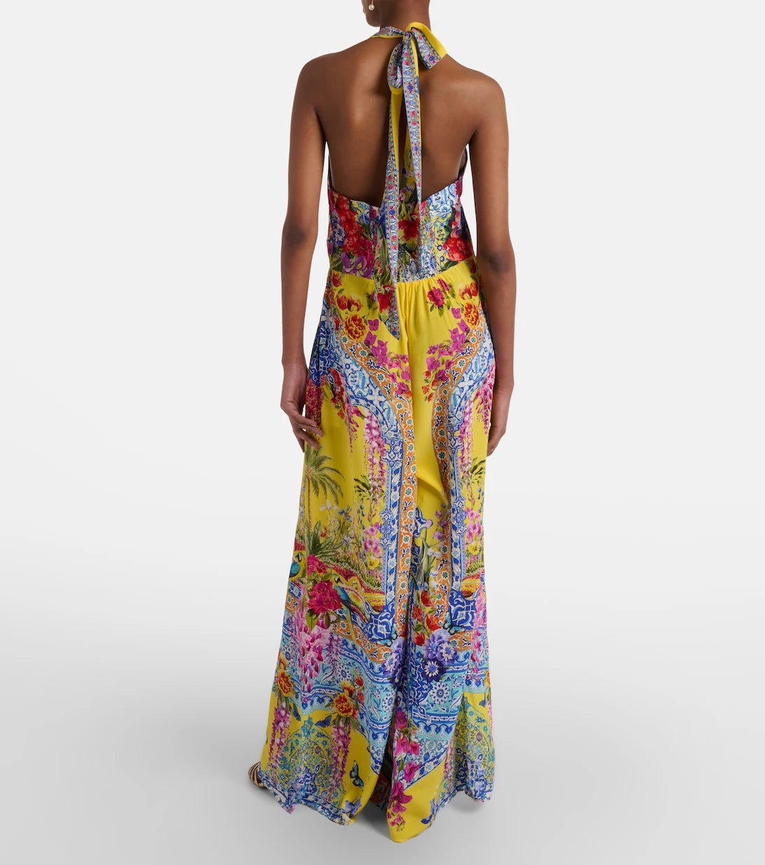 Camilla - Embellished halterneck silk crêpe jumpsuit