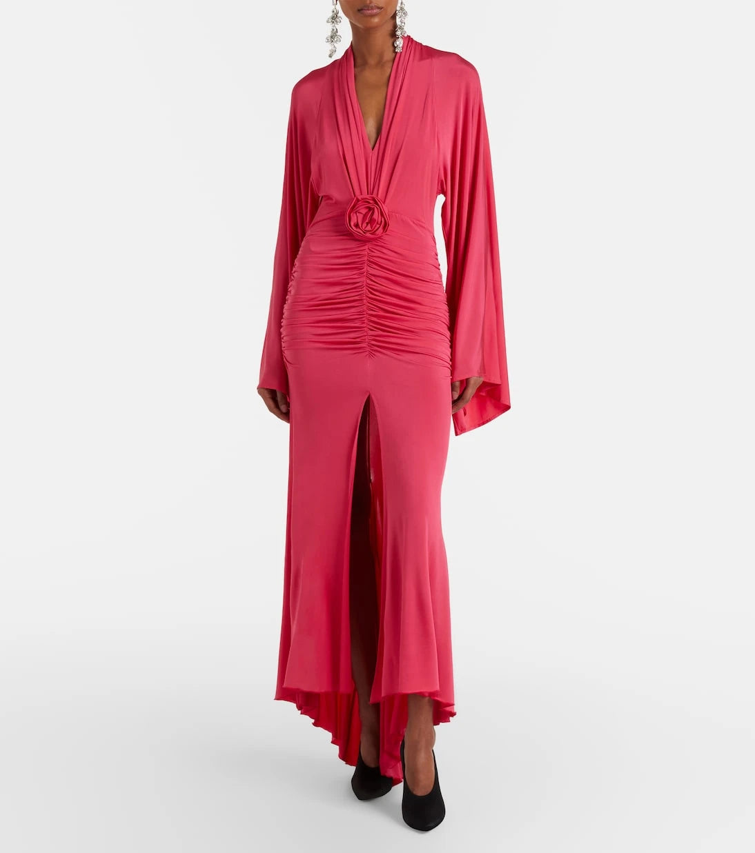 Blumarine - Floral-appliqué ruched gown
