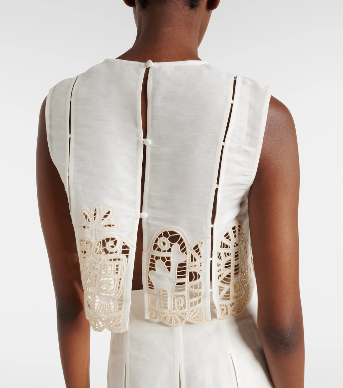 Alémais - Rosemary embroidered linen-blend top