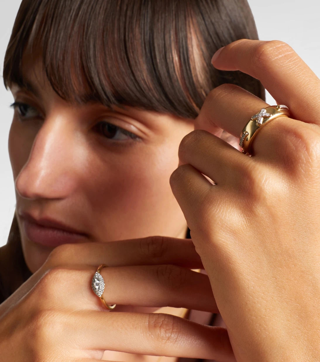 Stone and Strand - Diamond Cross Stitch 14kt gold ring with white diamonds