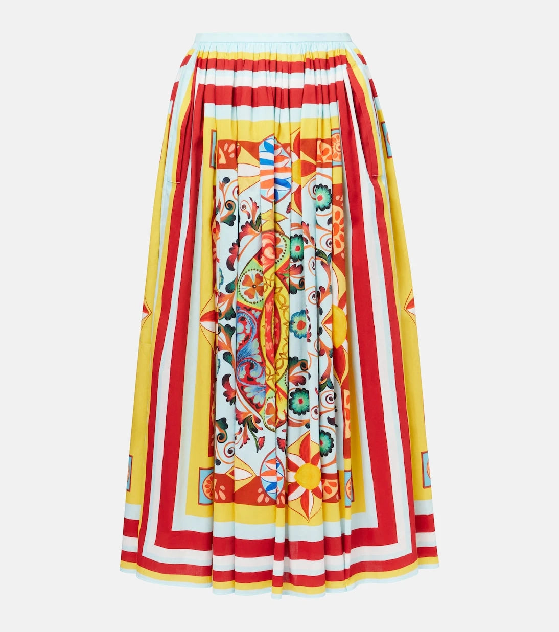 Dolce&Gabbana - Pleated printed cotton midi skirt