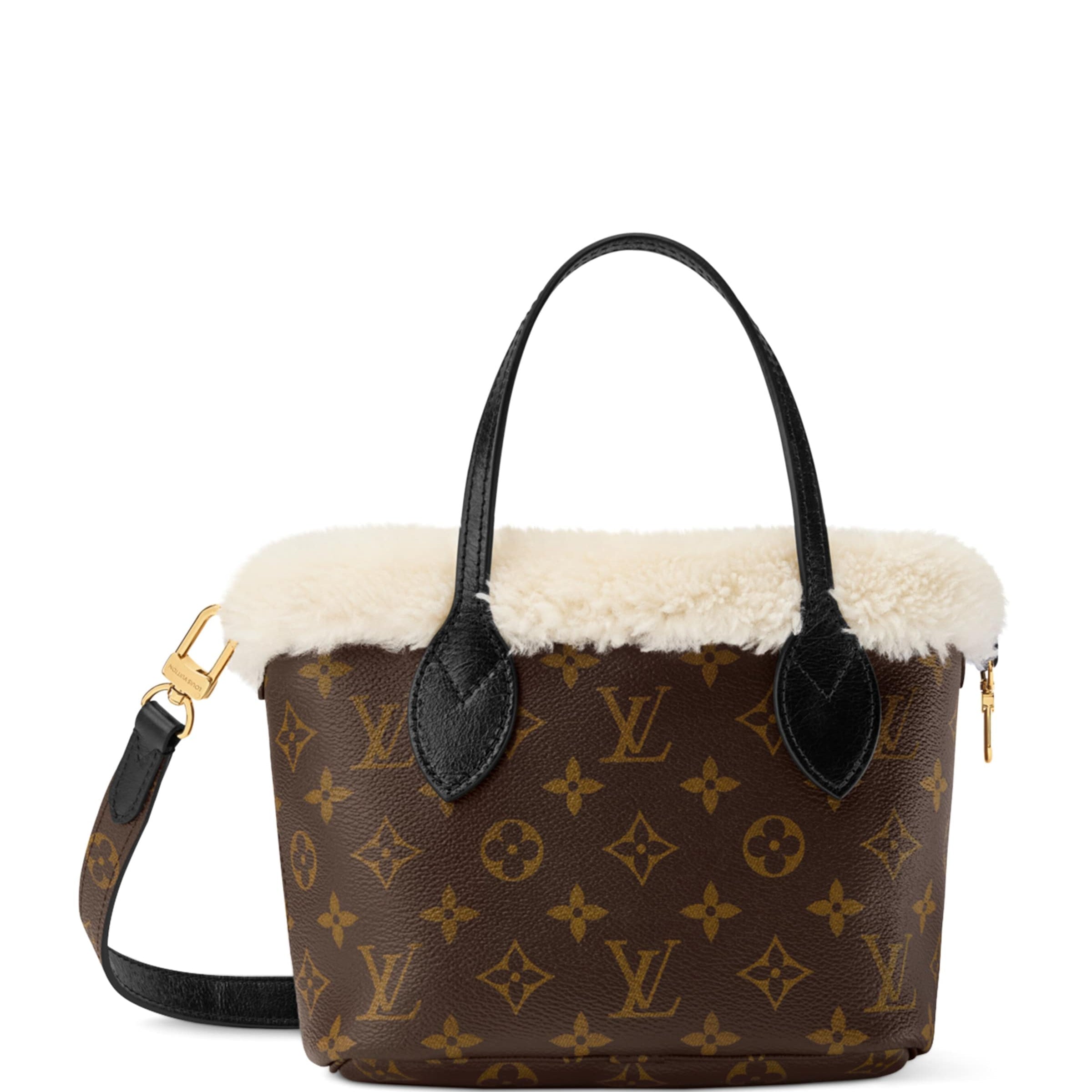 LOUIS VUITTON Shearling Neverfull Bandoulière Inside Out BB Bucket Bag