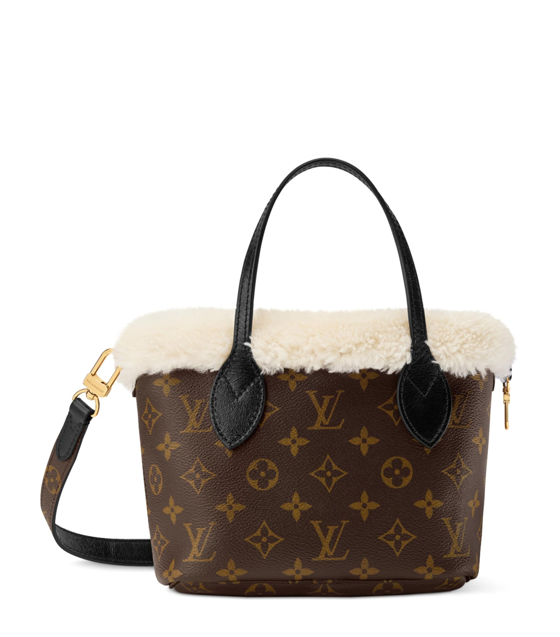 LOUIS VUITTON Shearling Neverfull Bandoulière Inside Out BB Bucket Bag