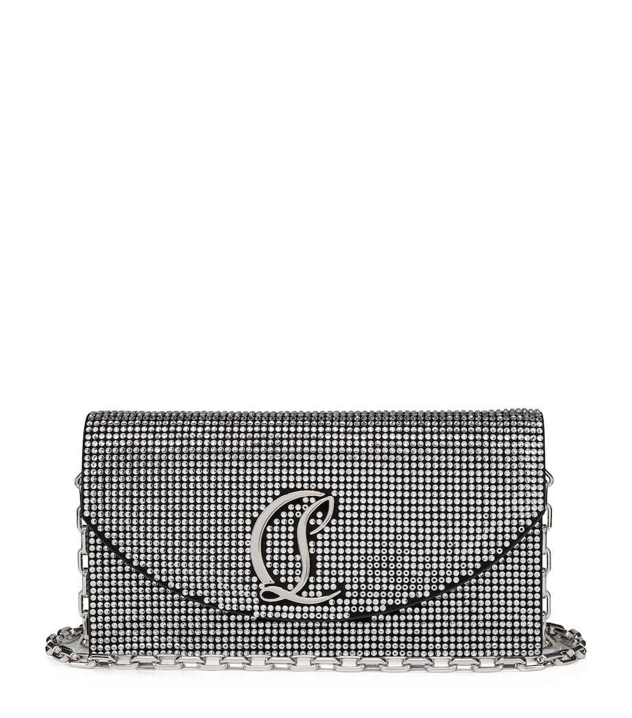 Christian Louboutin Black Loubi54 Leather Rhinestone Clutch Bag