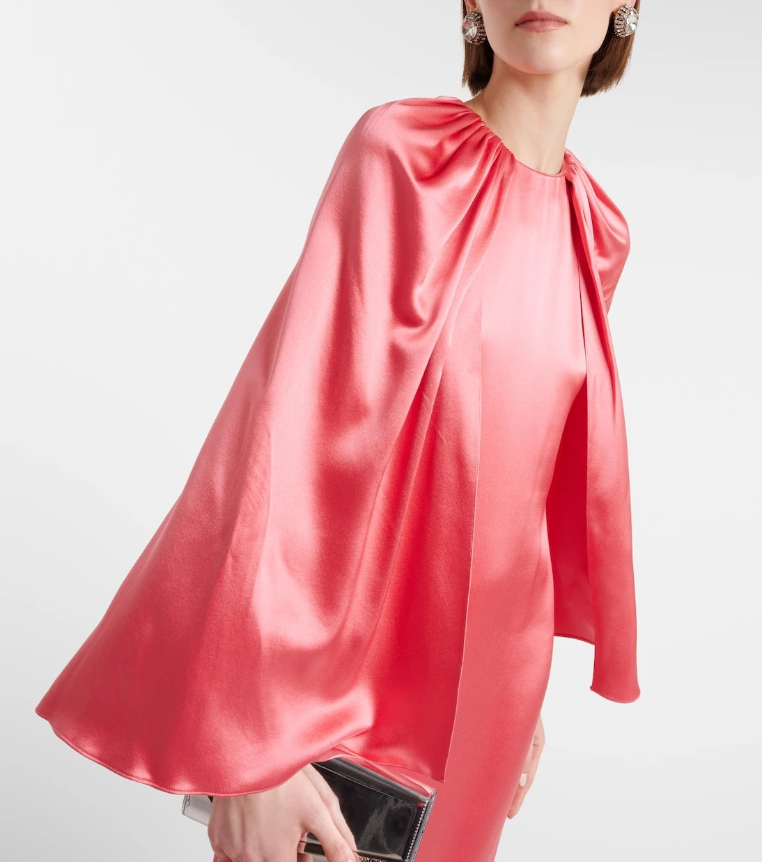 Monique Lhuillier - Caped silk satin gown