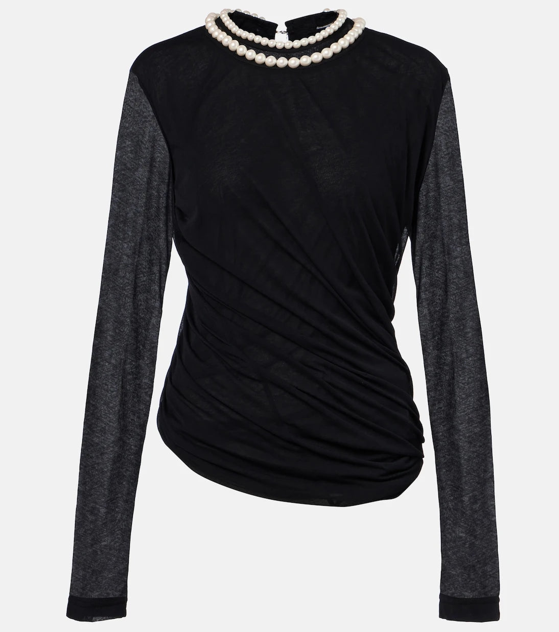 Junya Watanabe - Draped faux pearl-embellished cotton top