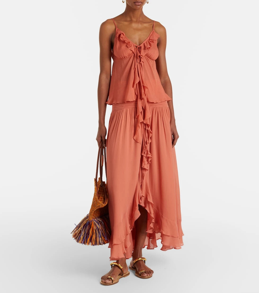 Poupette St Barth - Neree ruched ruffled maxi skirt