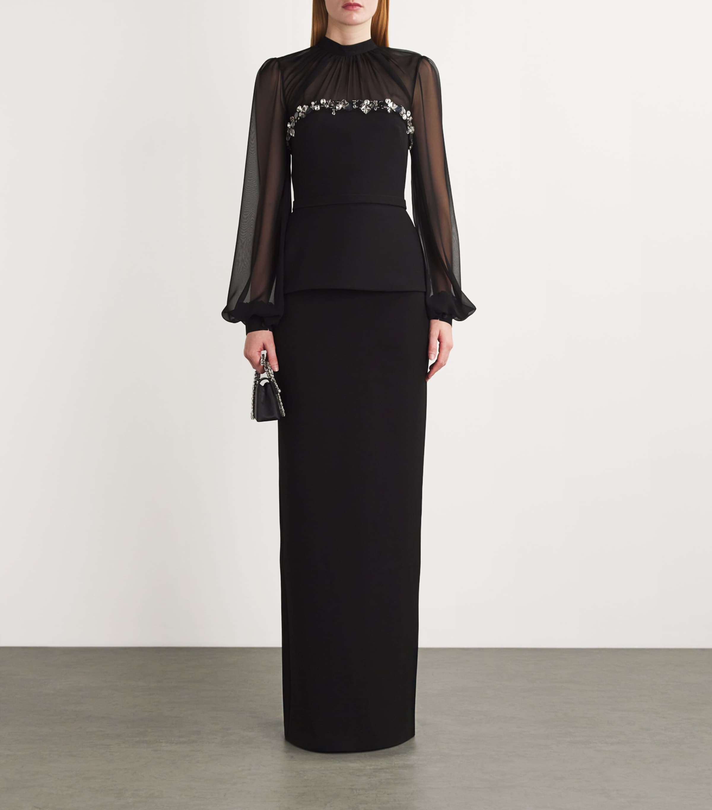 Safiyaa Black Crepe Sidha Maxi Skirt