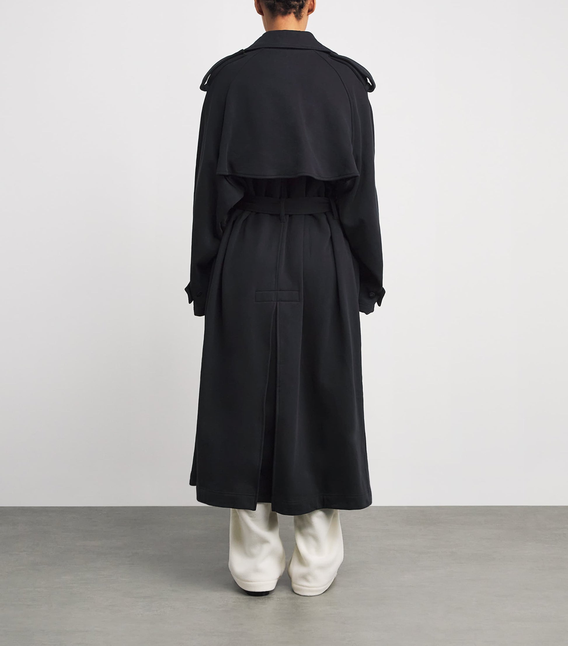 Skims Black Cotton Fleece Boyfriend Trench Coat