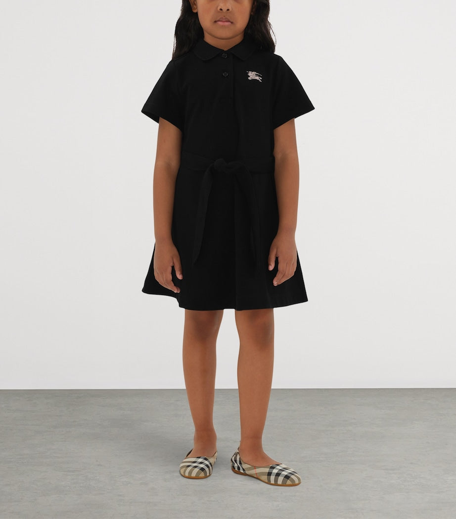 Burberry Kids Black Cotton EKD Polo Dress (3-12 Years)