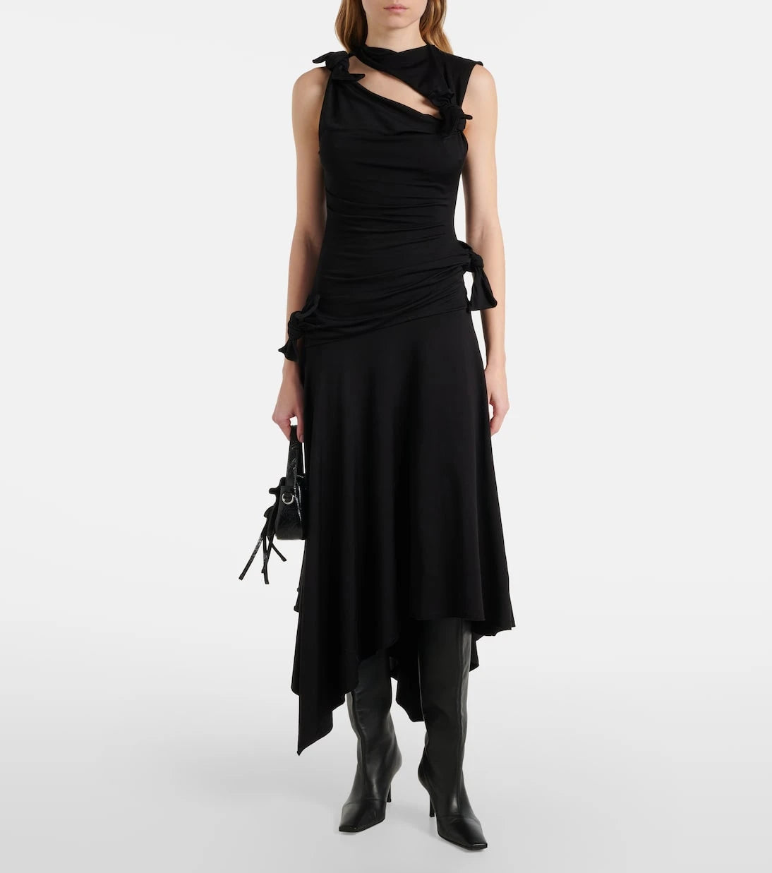 Acne Studios - Enouk asimetrik drapeli midi elbise