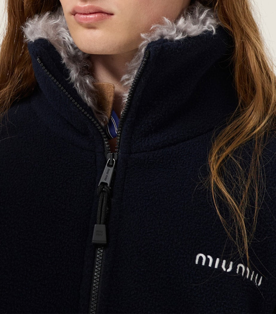 Blue Fleece Cropped Jacket