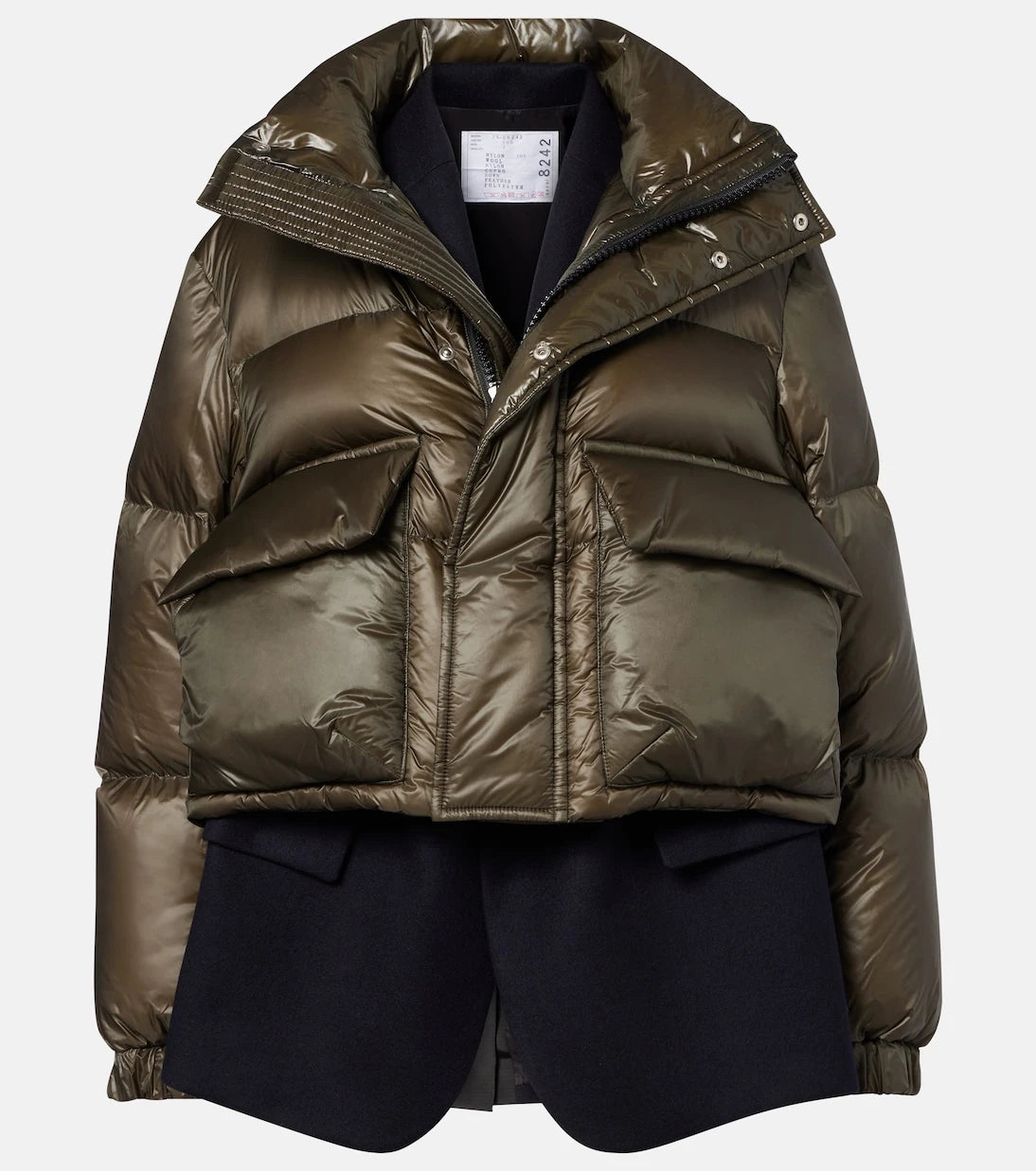 Sacai - جاكيت مبطن بالريش ومزين بالصوف