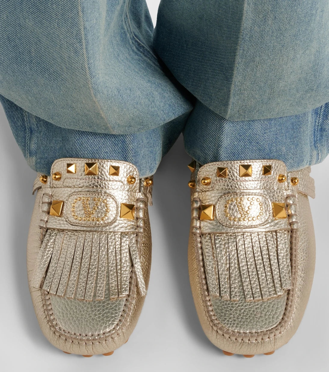 Valentino Garavani - Plaster Caster metallic leather loafers