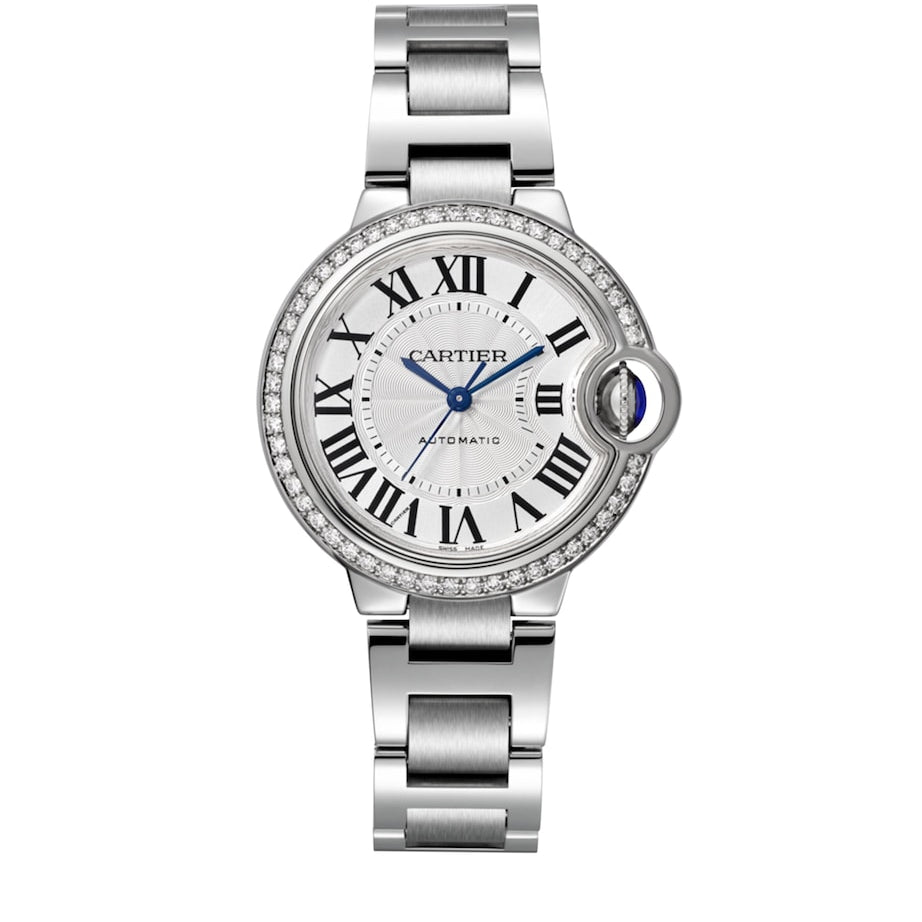 Stainless Steel and Diamond Ballon Bleu de Cartier Watch 33mm