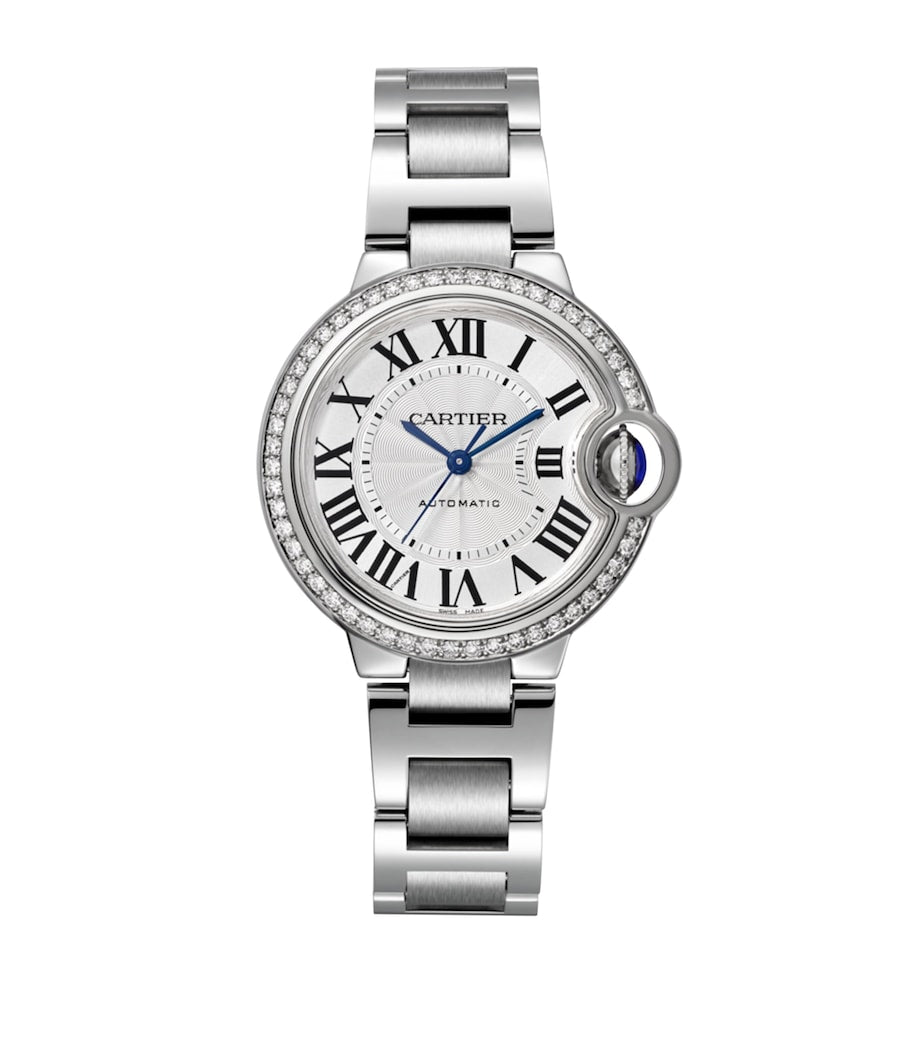 Stainless Steel and Diamond Ballon Bleu de Cartier Watch 33mm