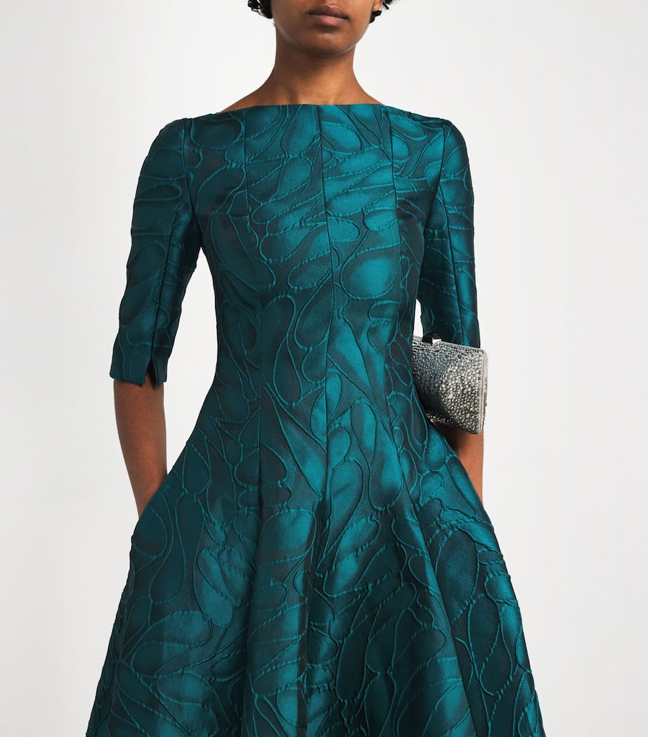 Blue Honeydrop Jacquard Midi Dress