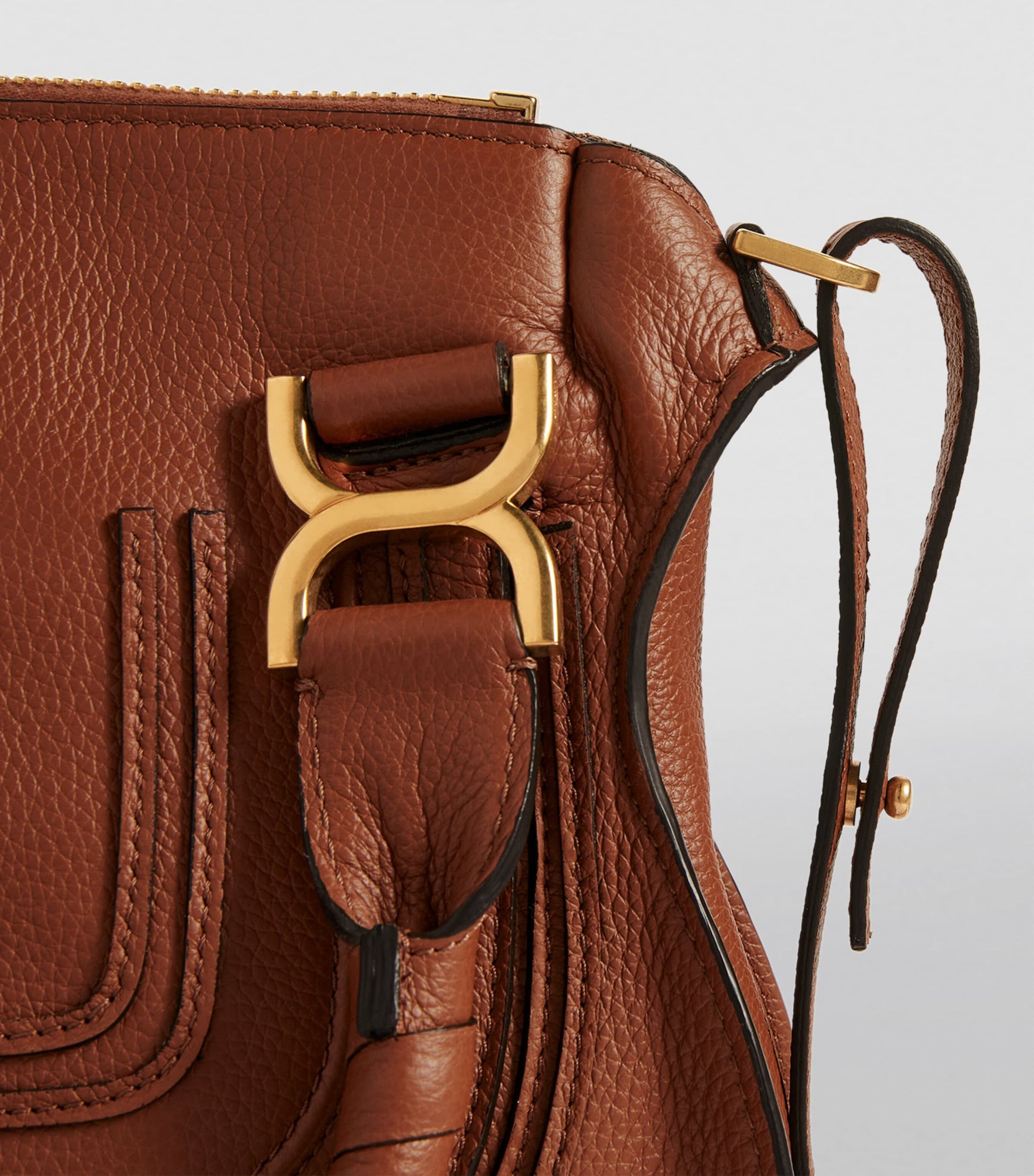 Brown Small Leather Marcie Top-Handle Bag