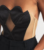 Nensi Dojaka Black Satin Heart Cup Bodysuit