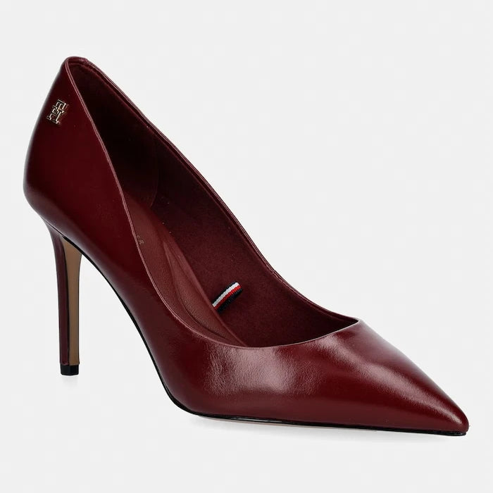 Tommy Hilfiger обувки с ток от кожа ESSENTIAL POINTED PUMP
