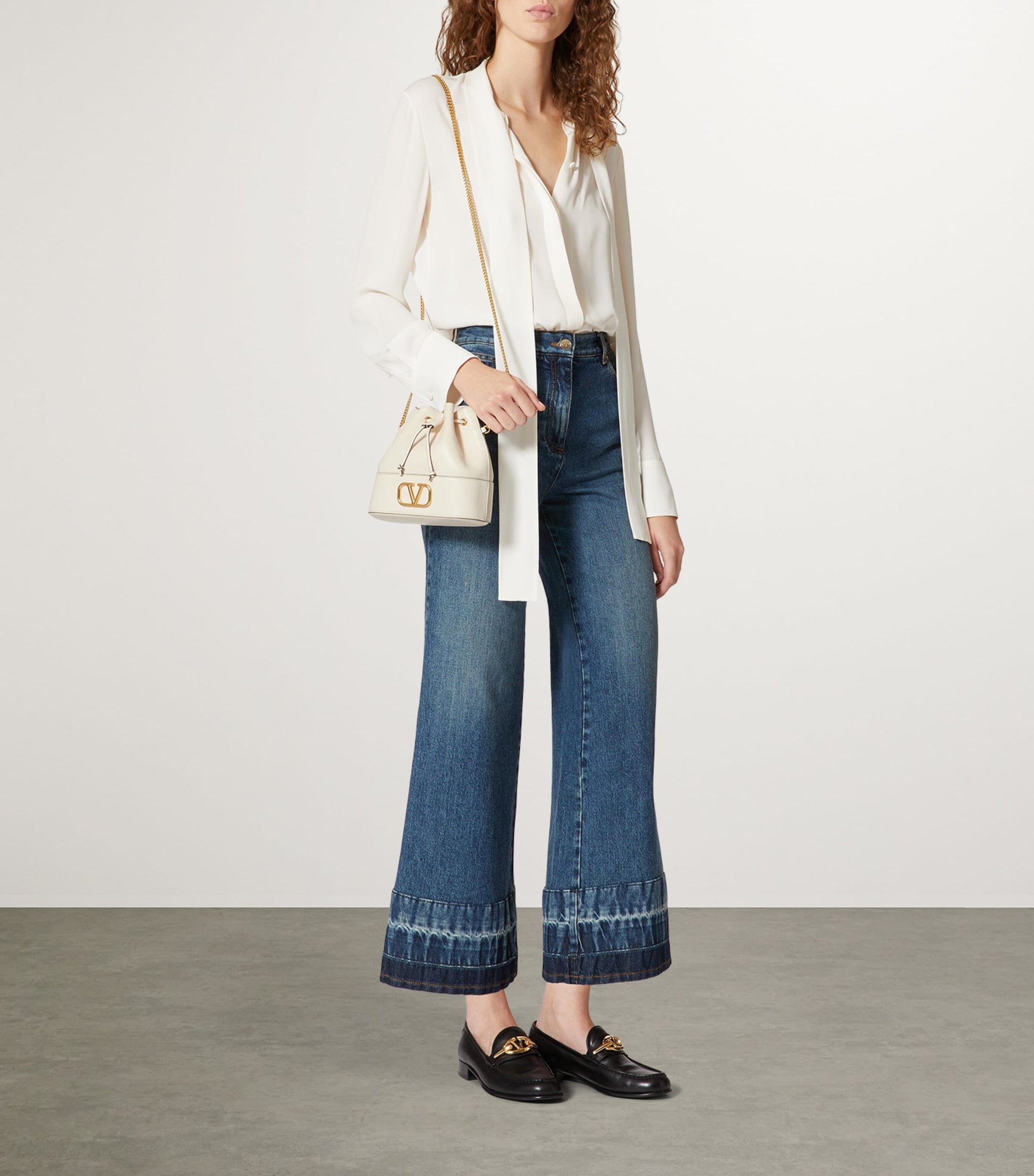 Valentino Garavani White Leather VLogo Bucket Bag