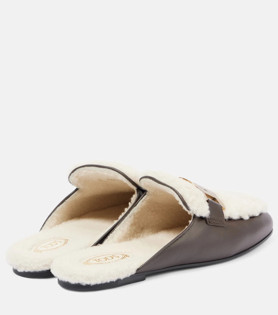 Tod's - Catena shearling and leather mules
